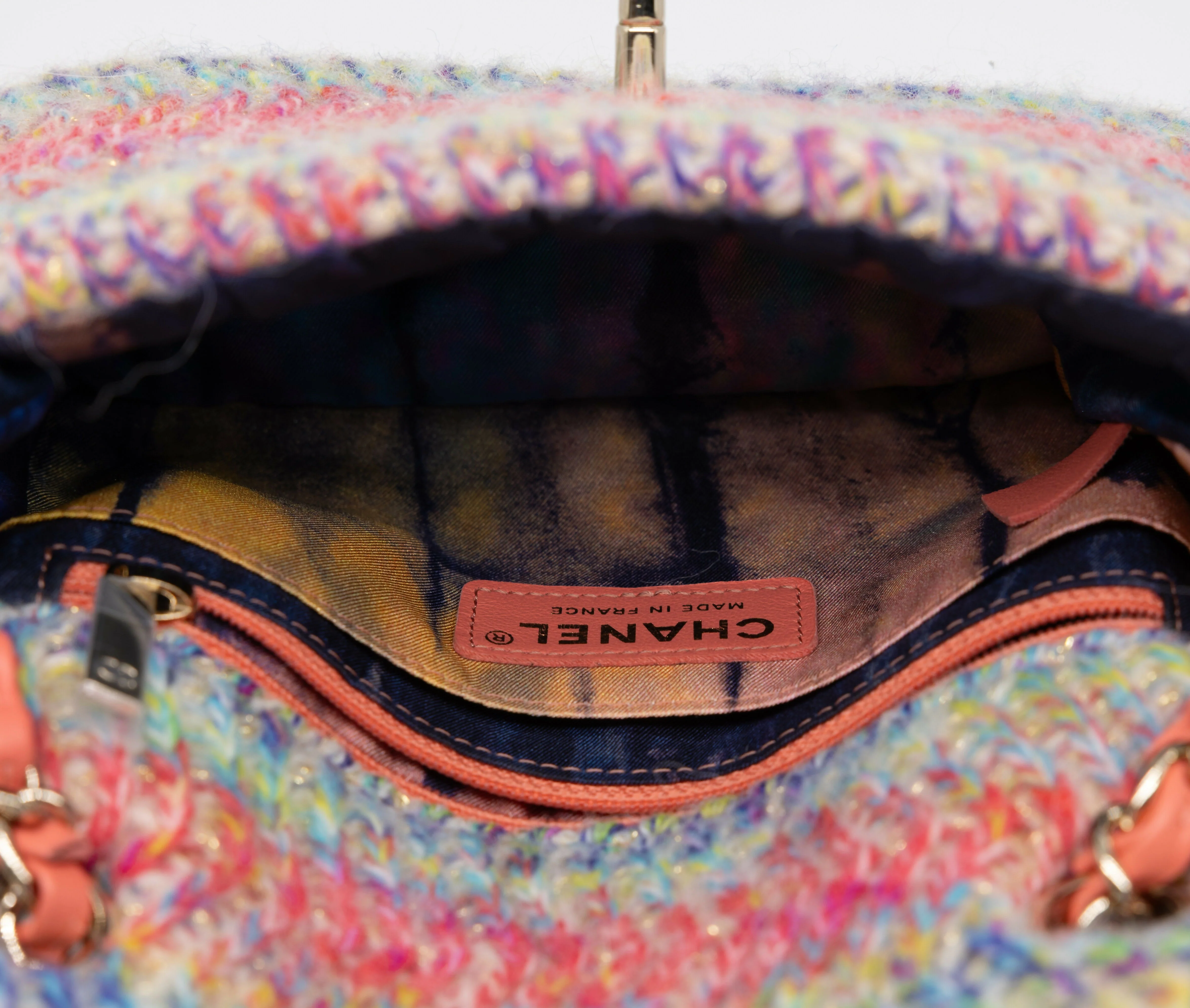Chanel 2020 CC Multicolor Mini Knit Flap Bag - Image 7