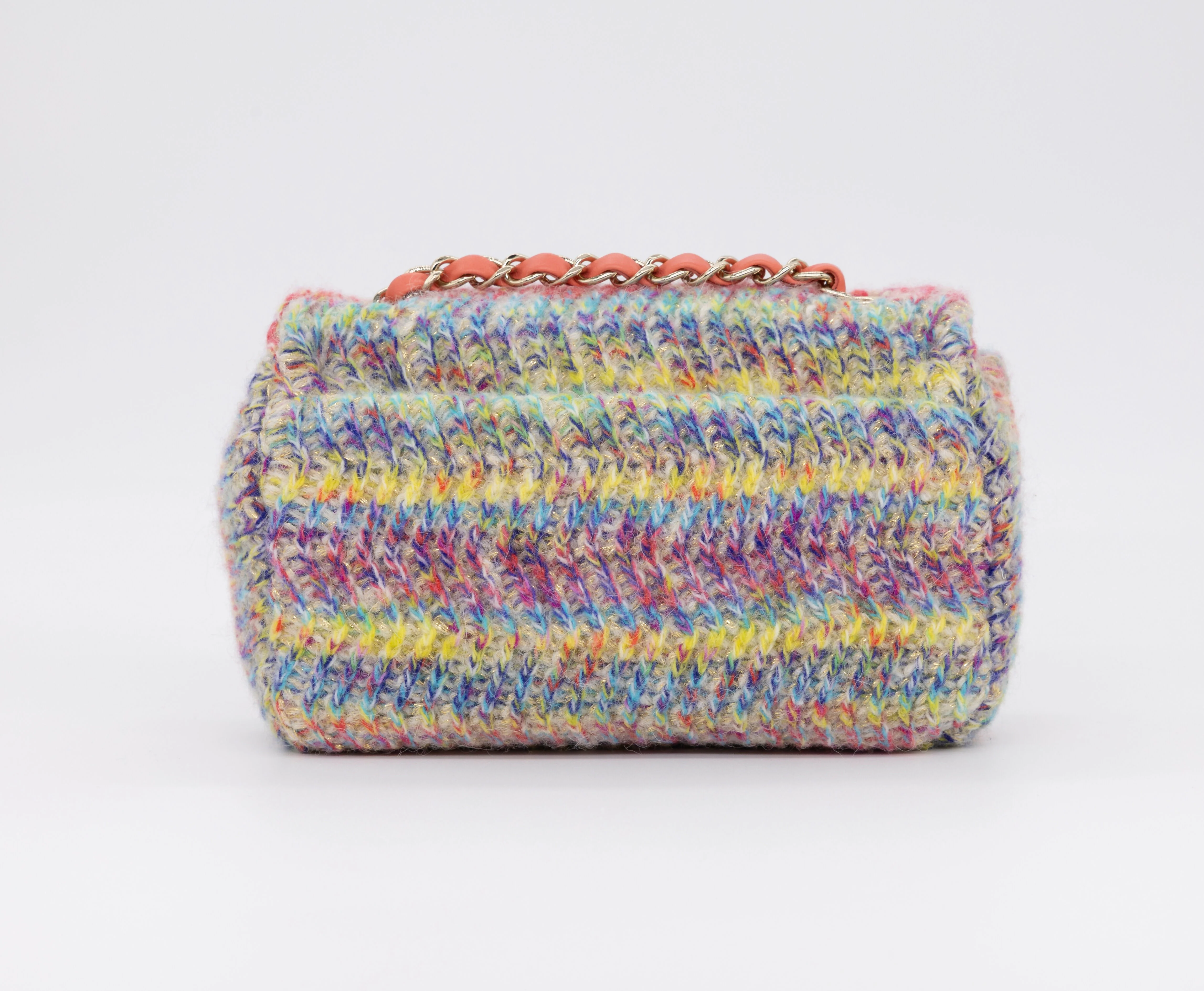 Chanel 2020 CC Multicolor Mini Knit Flap Bag - Image 9