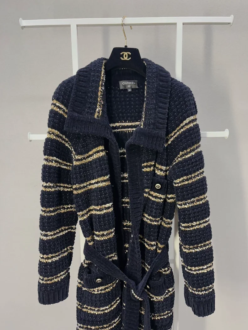 Chanel 2020 Black and Gold Long Coat - Image 3