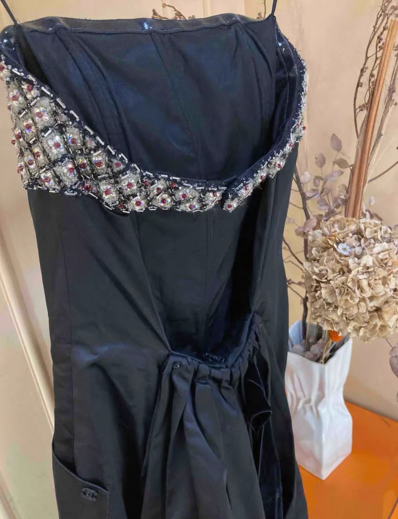 Chanel 2021 black sequined embroidered satin dress - Image 2