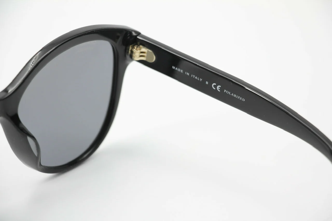 Chanel 2021 Resin Black with Gold-Tone Lettering Sunglasses - Image 9