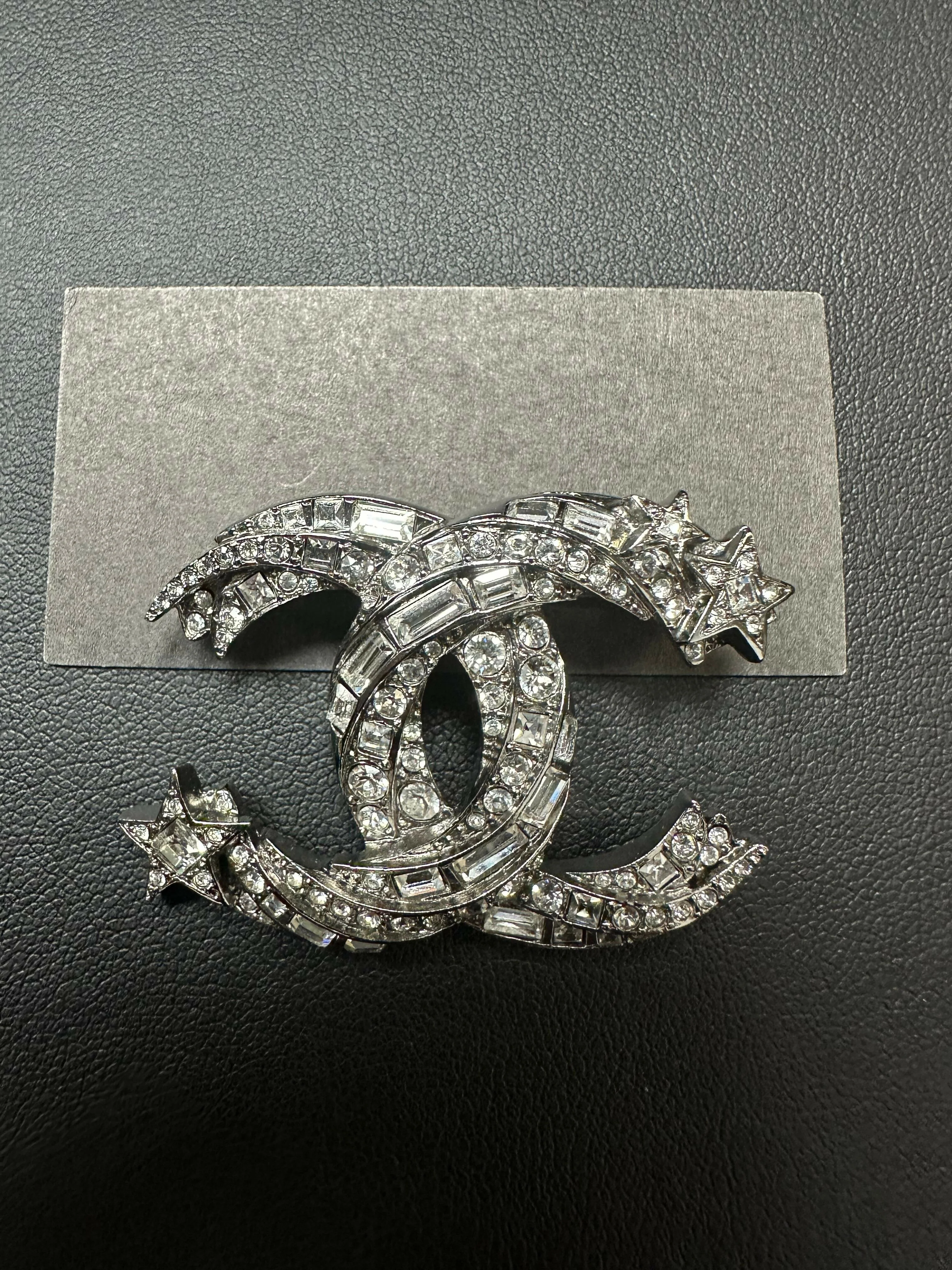 Chanel 2021 Rhinestone Coco Mark Star Brooch
