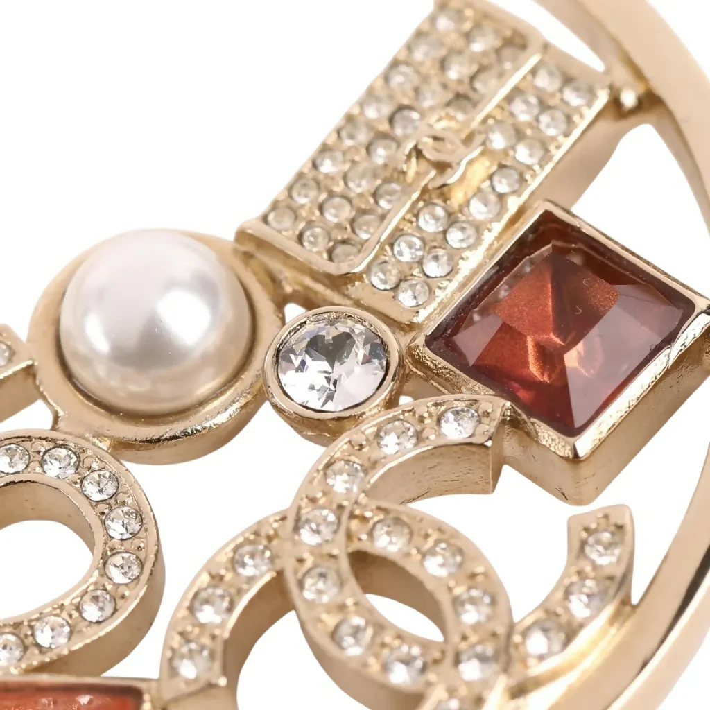Chanel 2023 Multicolor Gold N 5 Timeless Large Hoop Earrings - Image 2