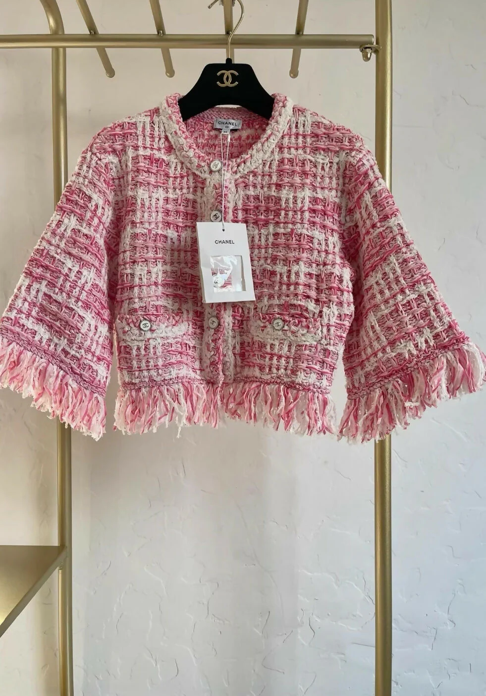 Chanel 24A Pink tweed Cardigan - Image 2