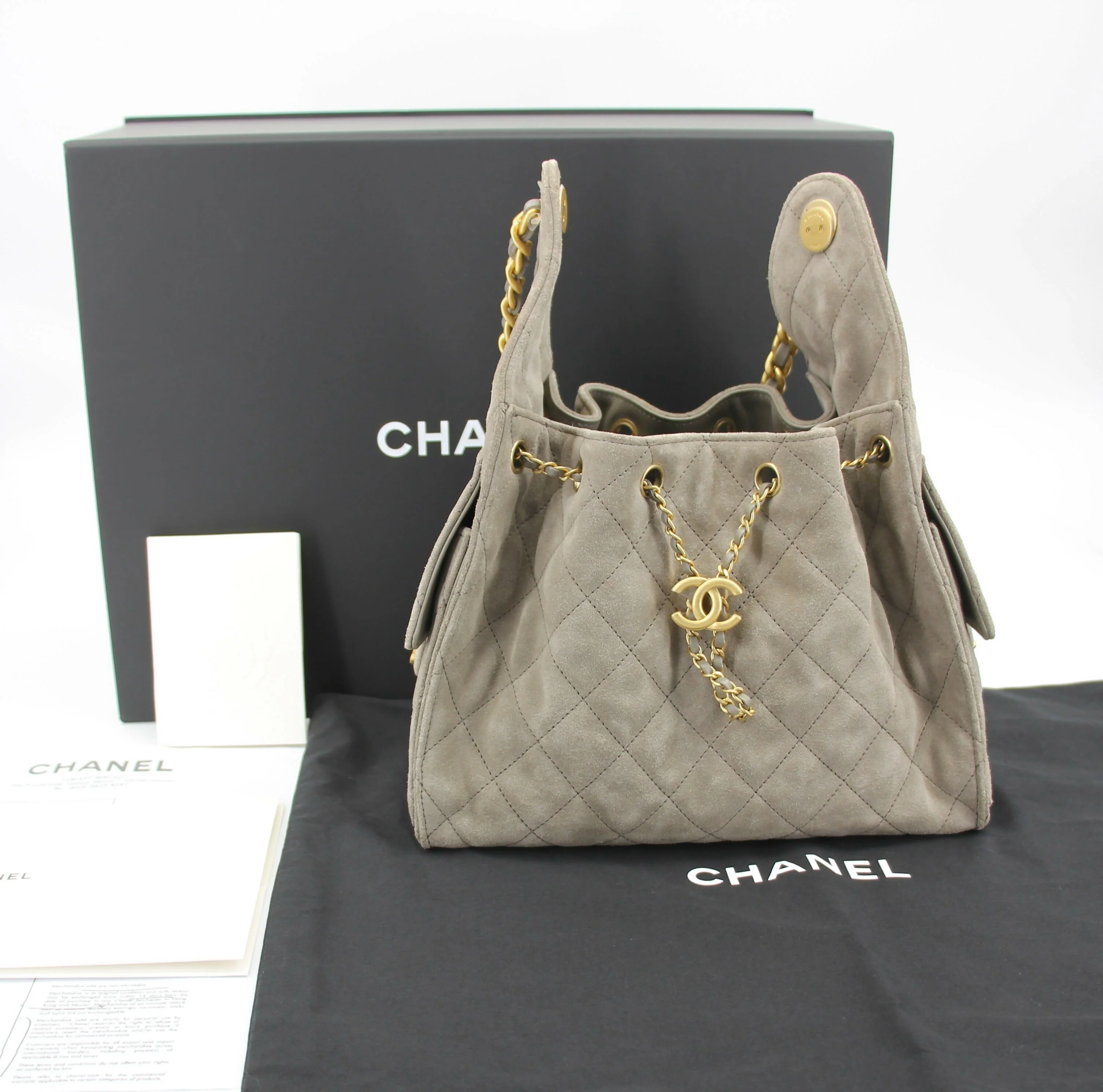 Chanel 2024 Suede & Metal Brown Hobo Bag