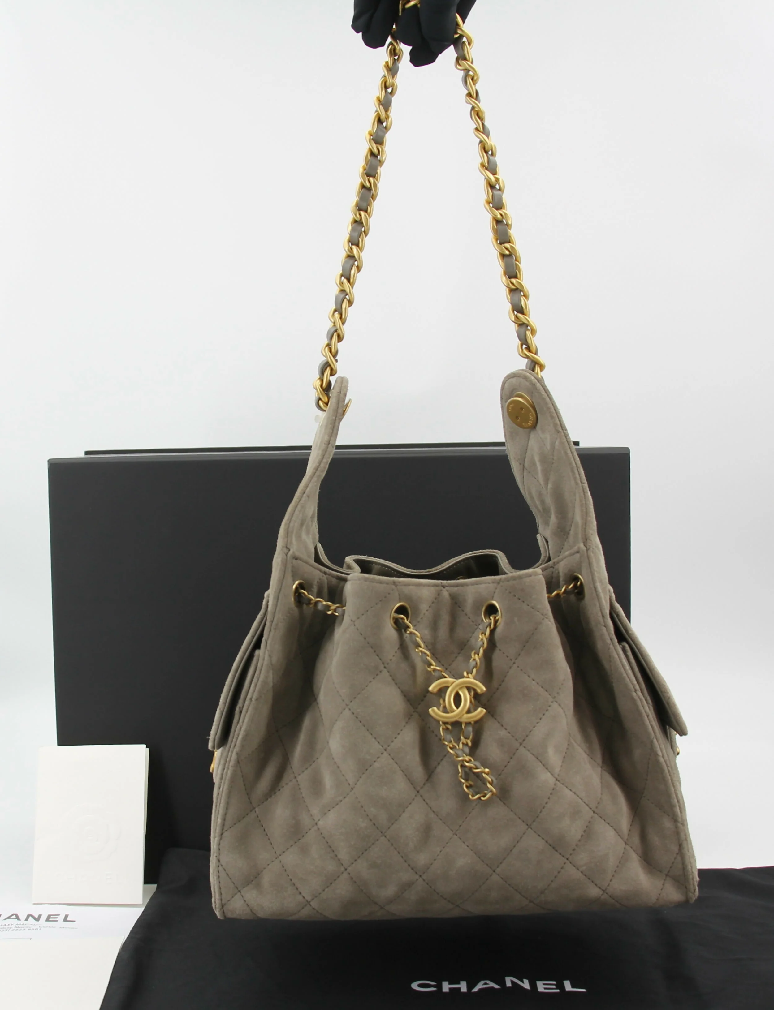Chanel 2024 Suede & Metal Brown Hobo Bag - Image 6