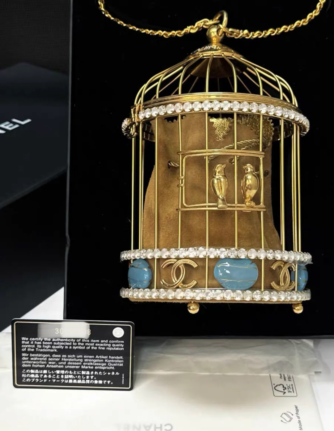 Chanel 20A Minaudière Love Bird Cage Aged Gold Hardware - Image 4