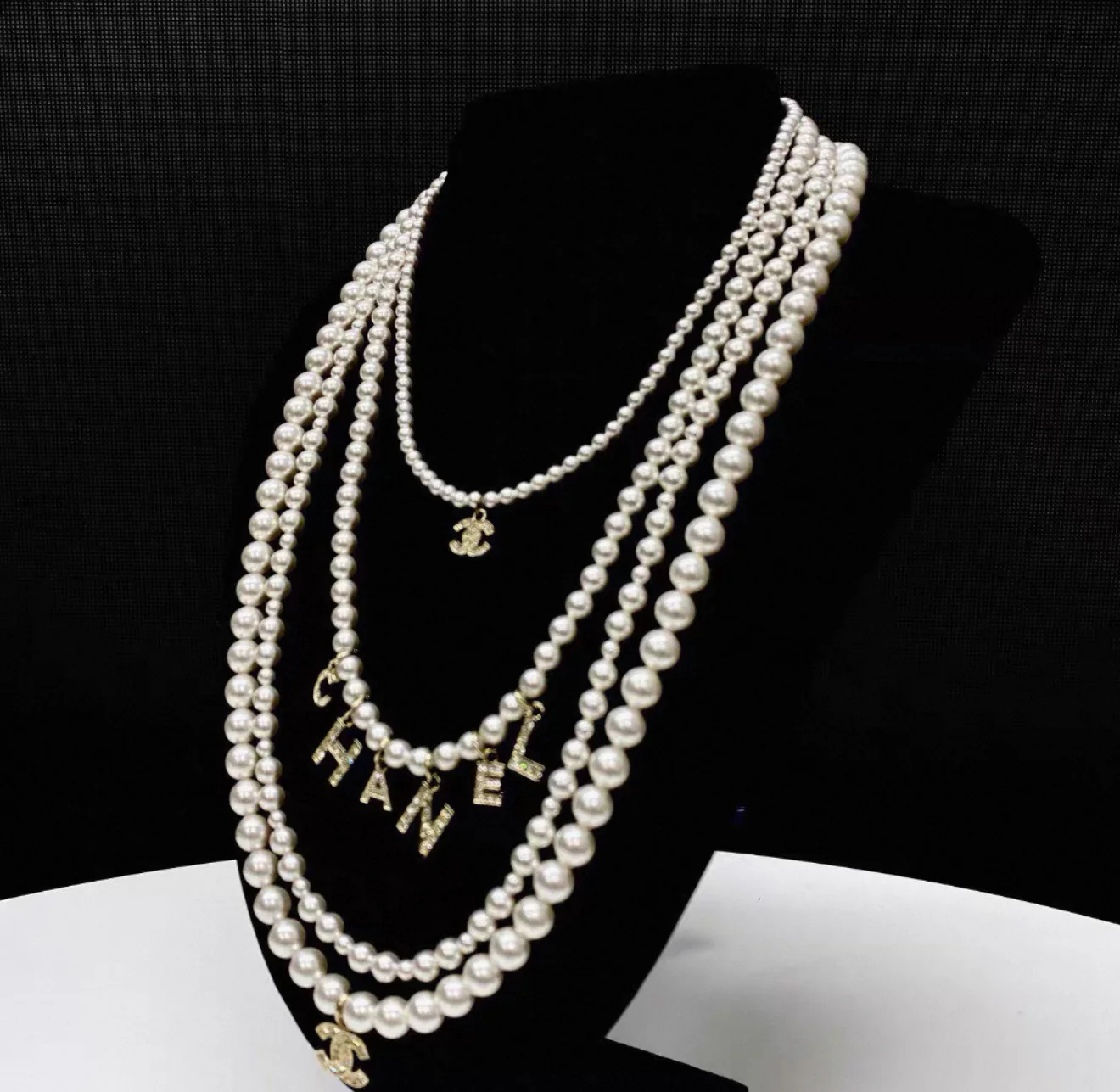 Chanel 20B Double C Diamond Pearl Necklace - Image 3