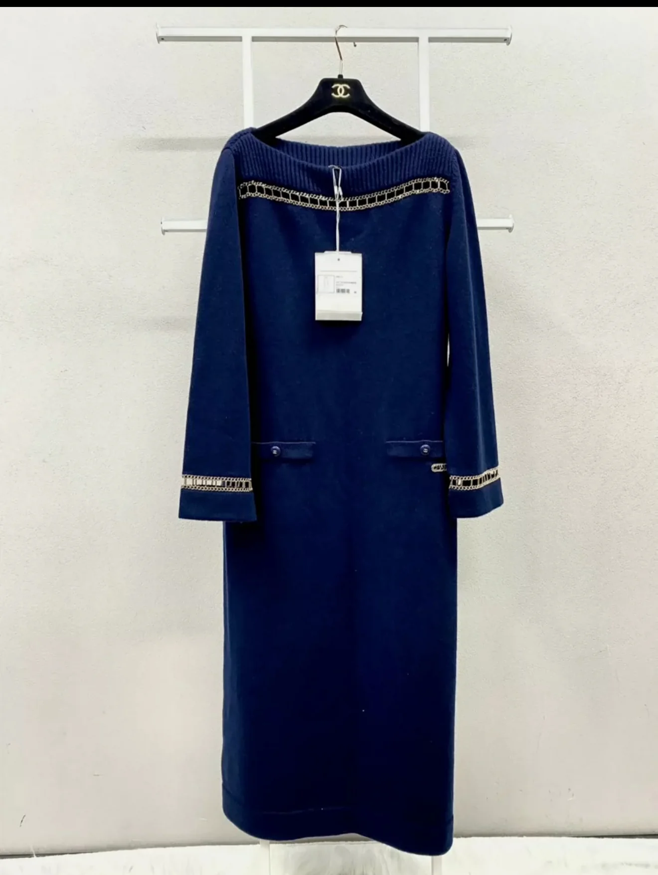 Chanel 20C dark blue knitted dress