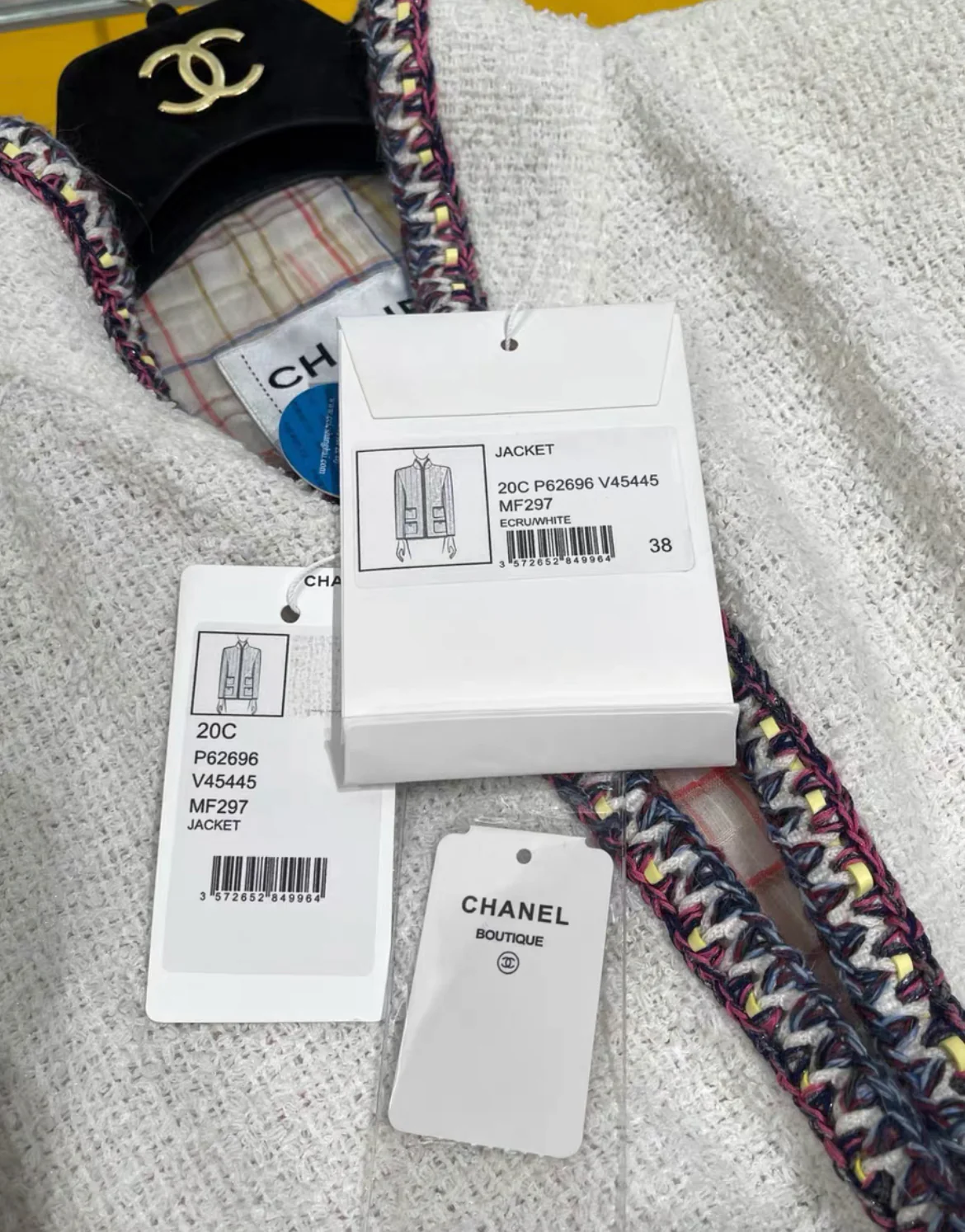 CHANEL 20C LITTLE WHITE JACKET Size 38 - Image 2