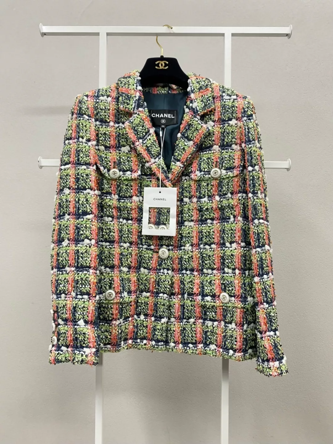 Chanel 20C Orange & Green tweed Jacket