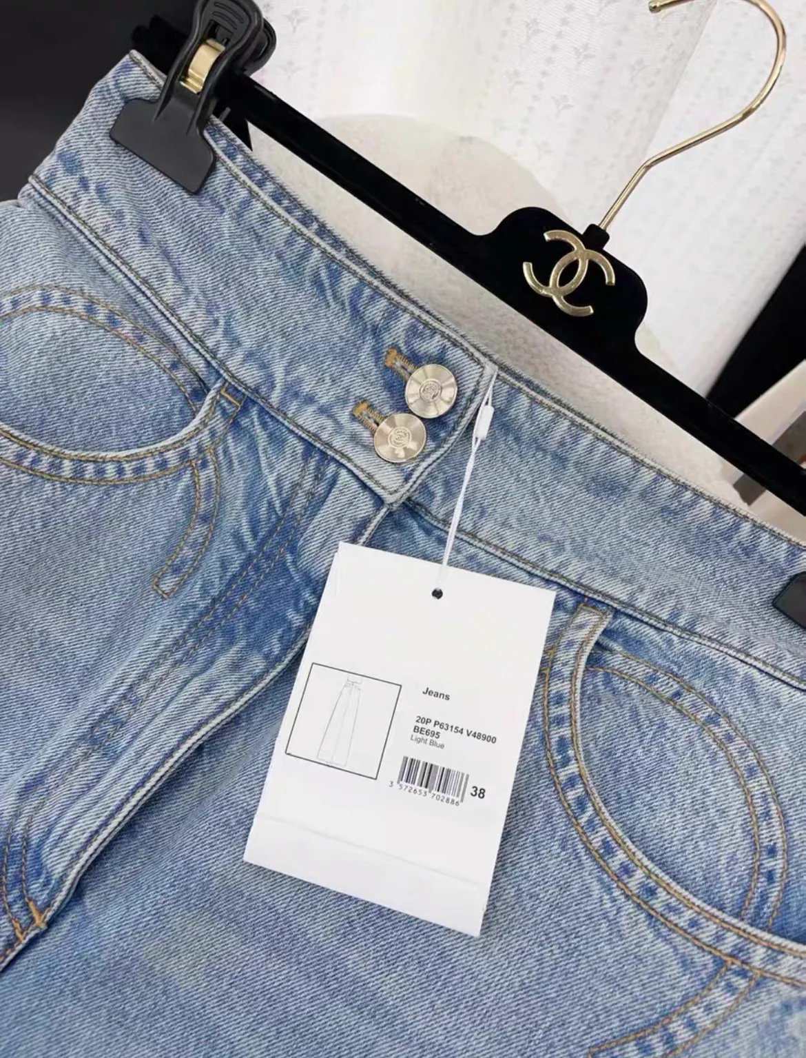 Chanel 20P blue denim wide-leg pants size 38 - Image 3