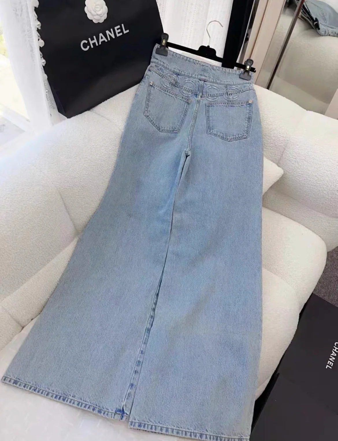 Chanel 20P blue denim wide-leg pants size 38 - Image 5