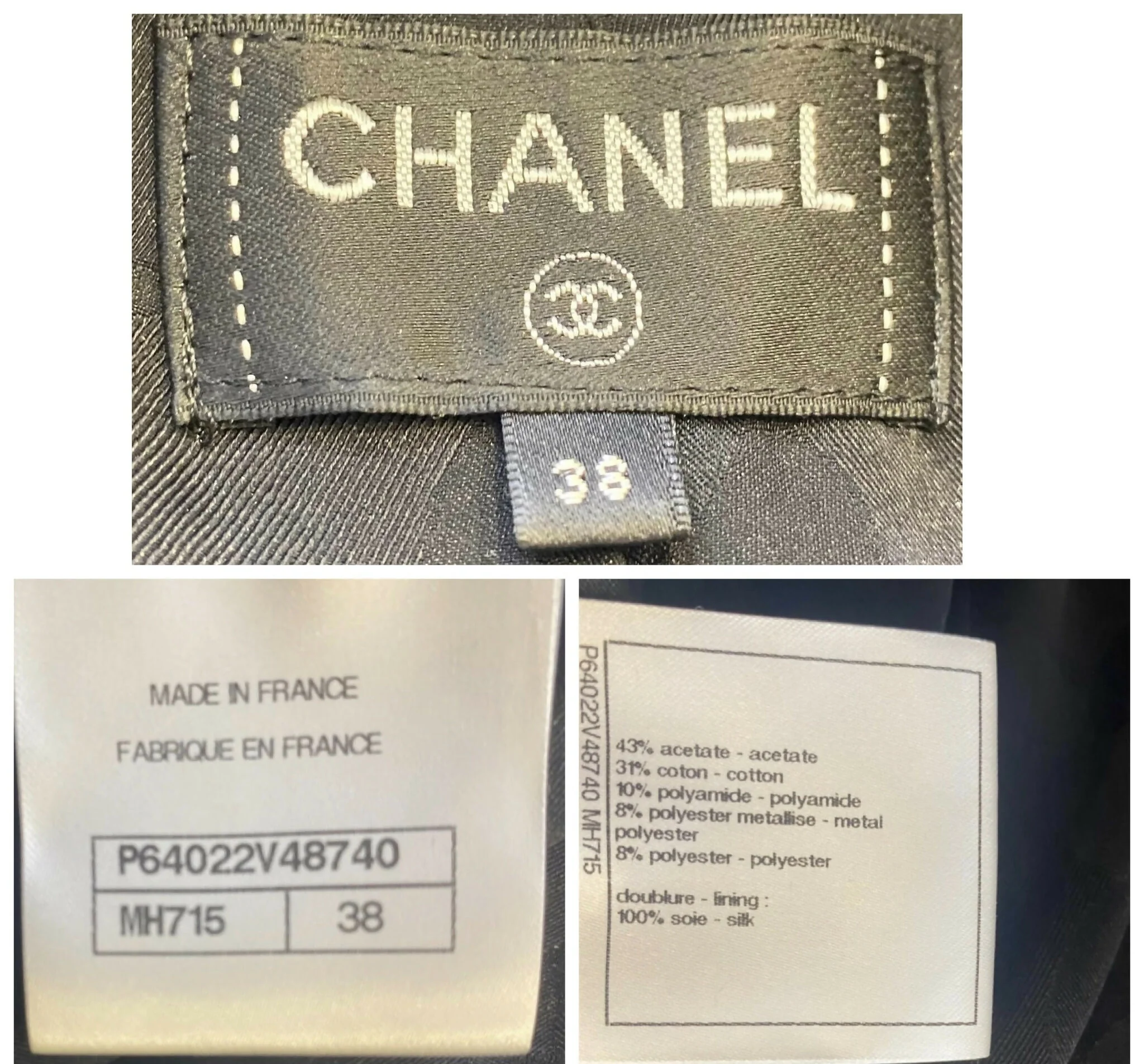 Chanel 20S Black Metallic Silver Iridescent One Piece Jumpsuit FR 38 - Image 11