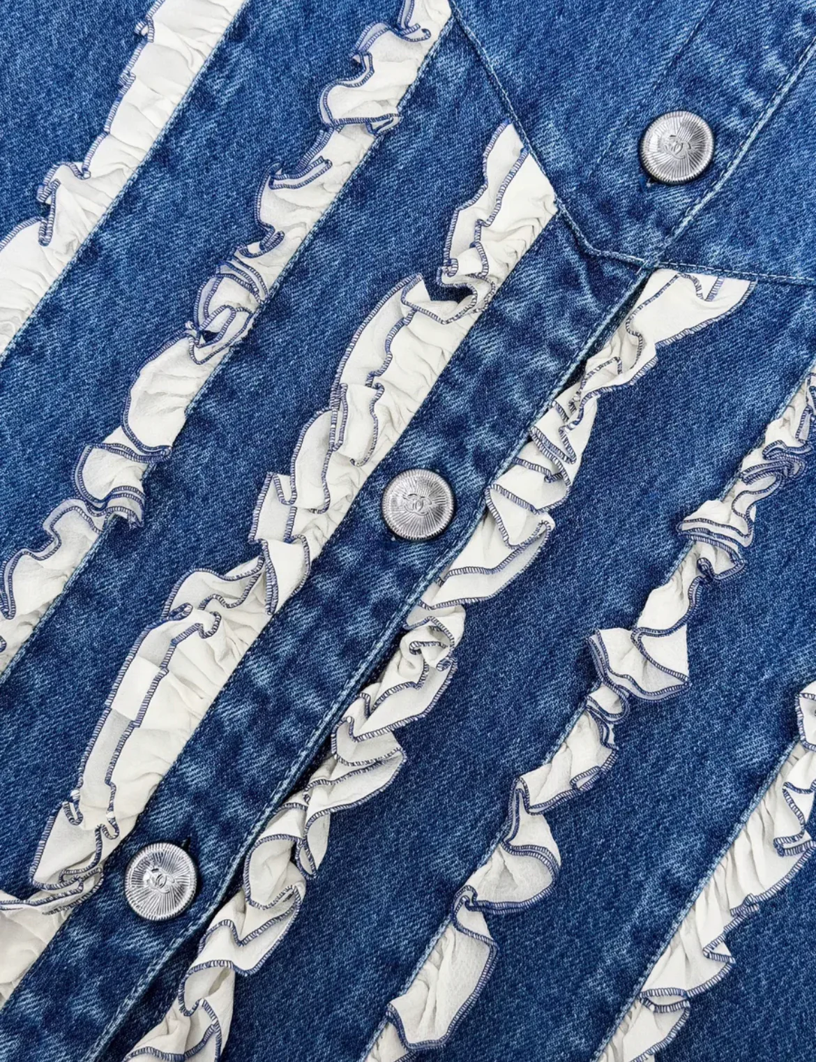 Chanel 20S lace denim shirt size 34 - Image 3