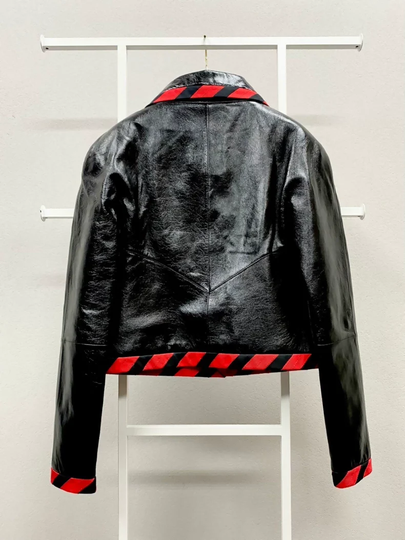 Chanel 20S black and red leather jacket