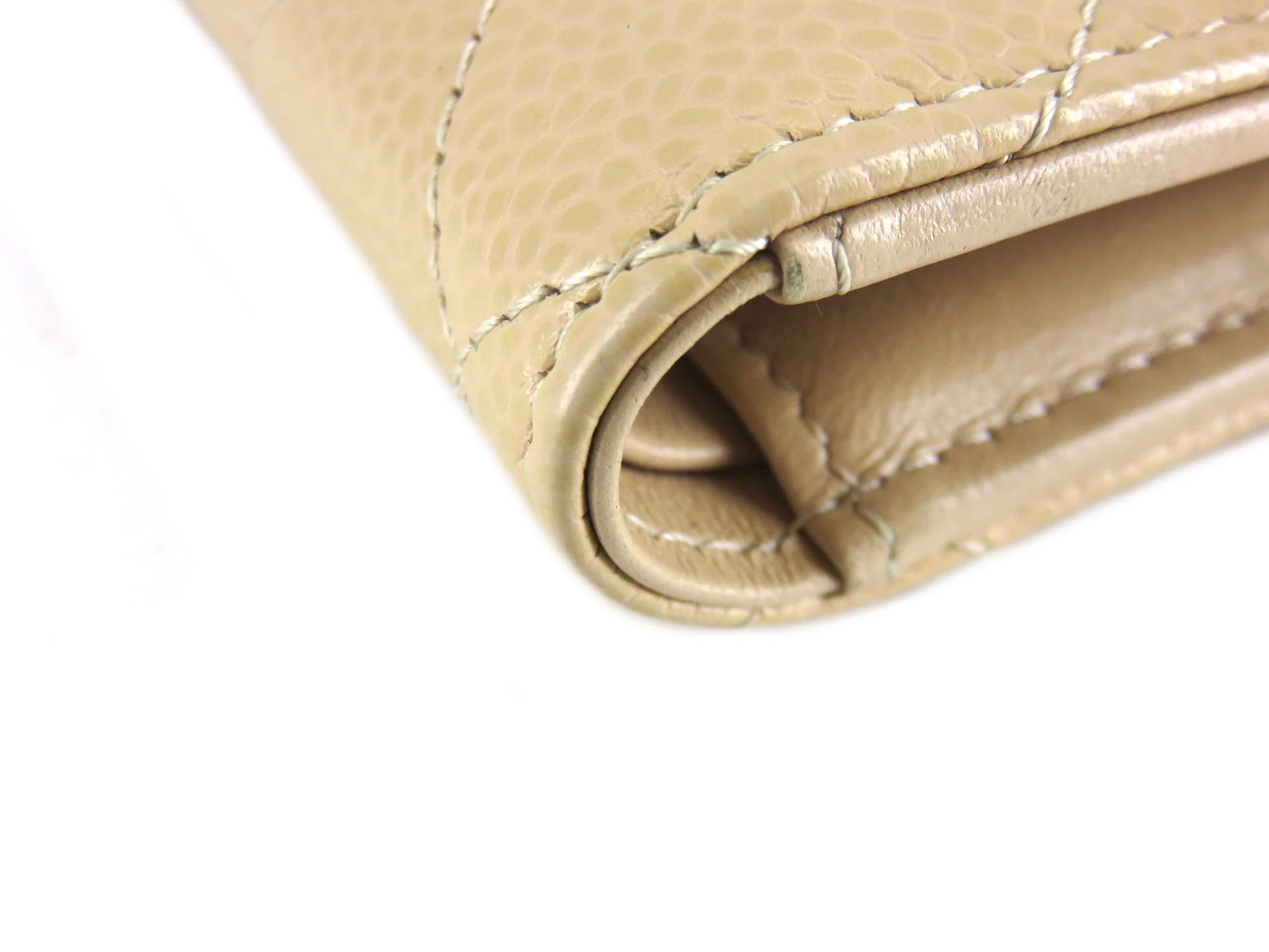 Chanel 21-Year-Old Milk Tea Gold Buckle Caviar Cowhide Classic Three-Fold Short Clip - Image 3