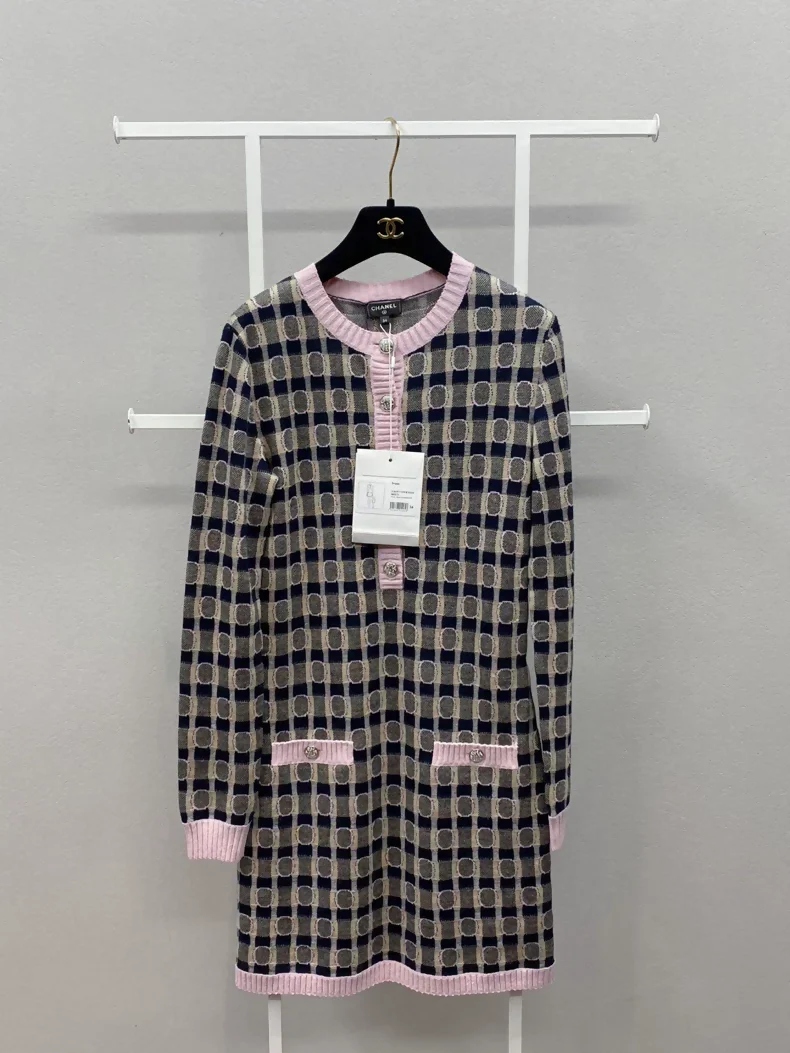 Chanel 21B pink, blue, multicolor dress