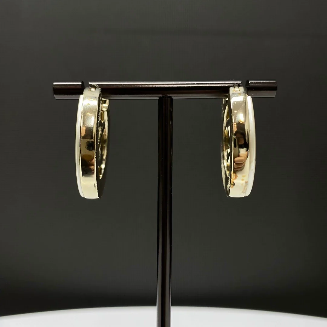 Chanel 21B round rhinestone double C earrings - Image 3