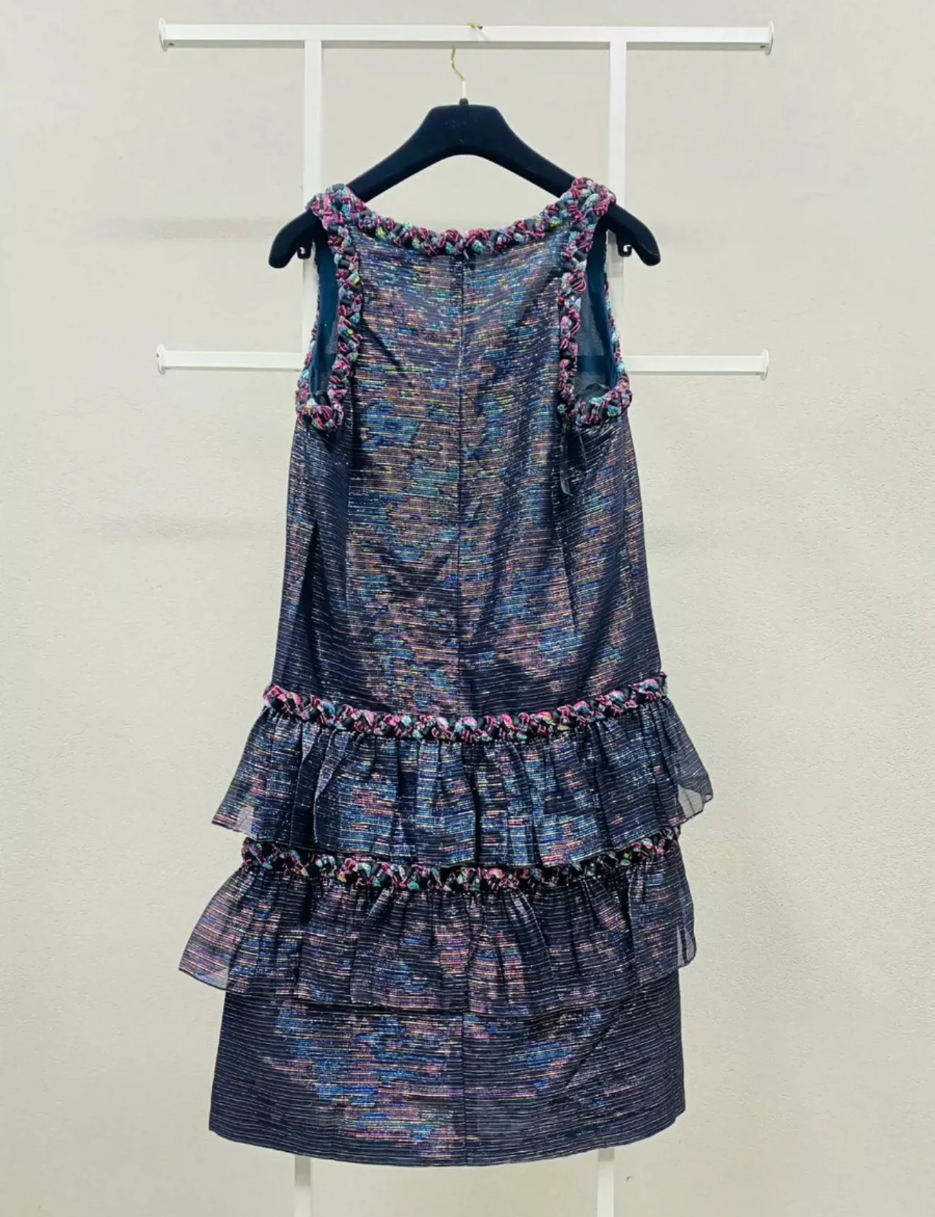 Chanel 21C Black & Multicolour Lame Muslin Dress - Image 2