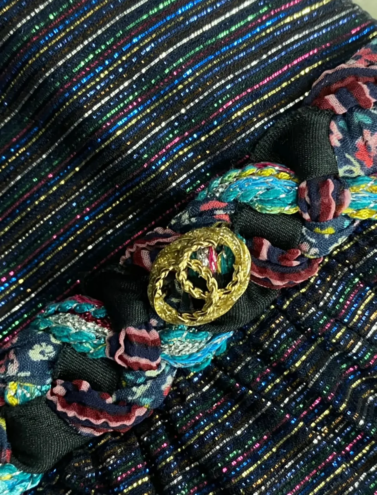 Chanel 21C Black & Multicolour Lame Muslin Dress - Image 5