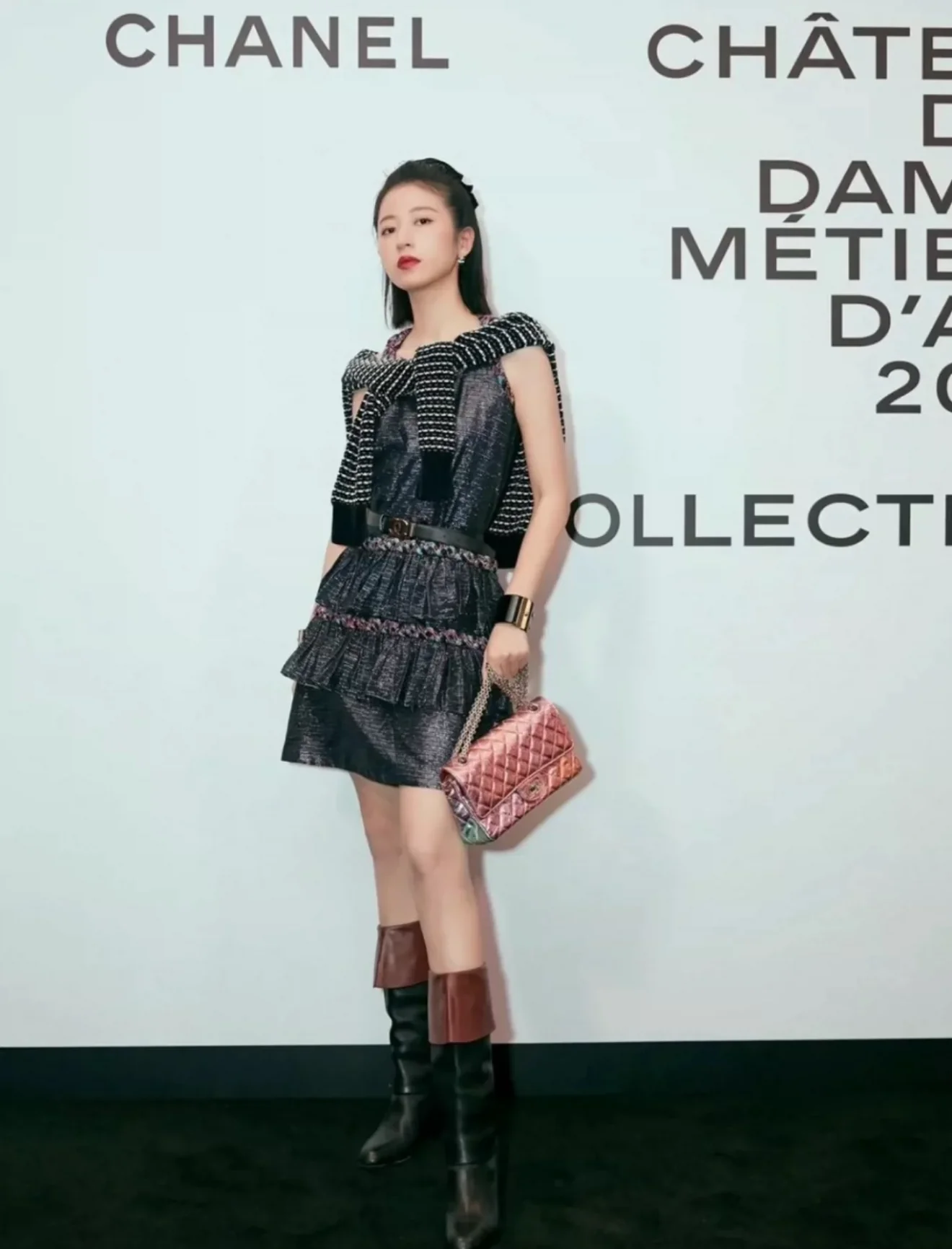 Chanel 21C Black & Multicolour Lame Muslin Dress - Image 6