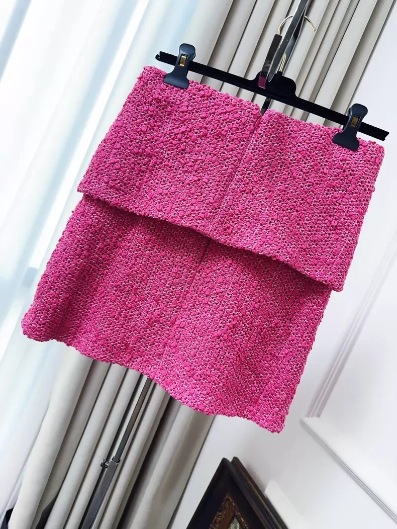 Chanel 21C Fuchsia Tweed Mini Skirt - Image 7