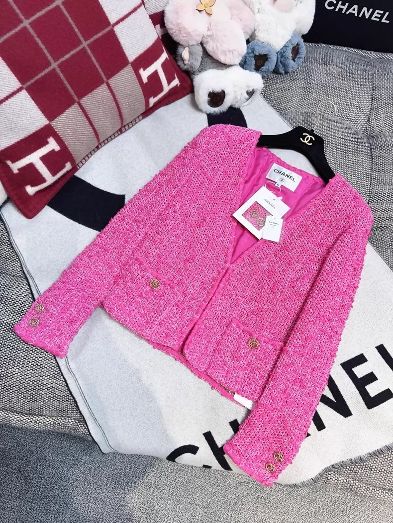 Chanel 21C rose pink tweed jacket - Image 3