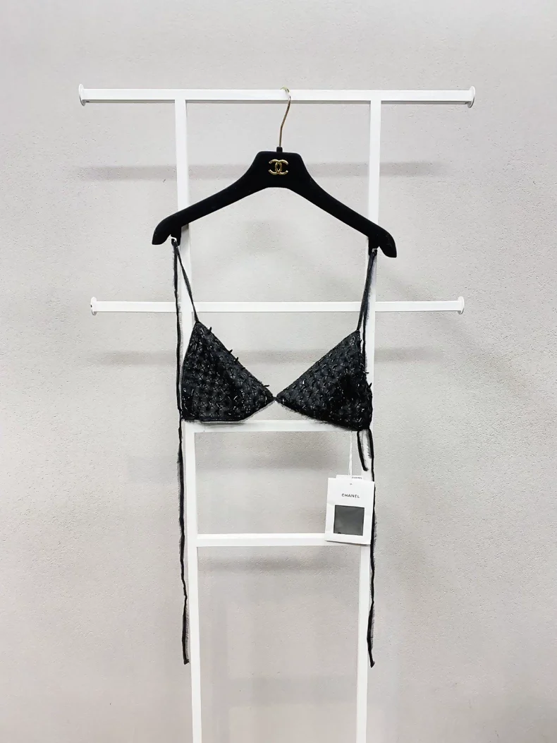 Chanel 21c black pearl silk top