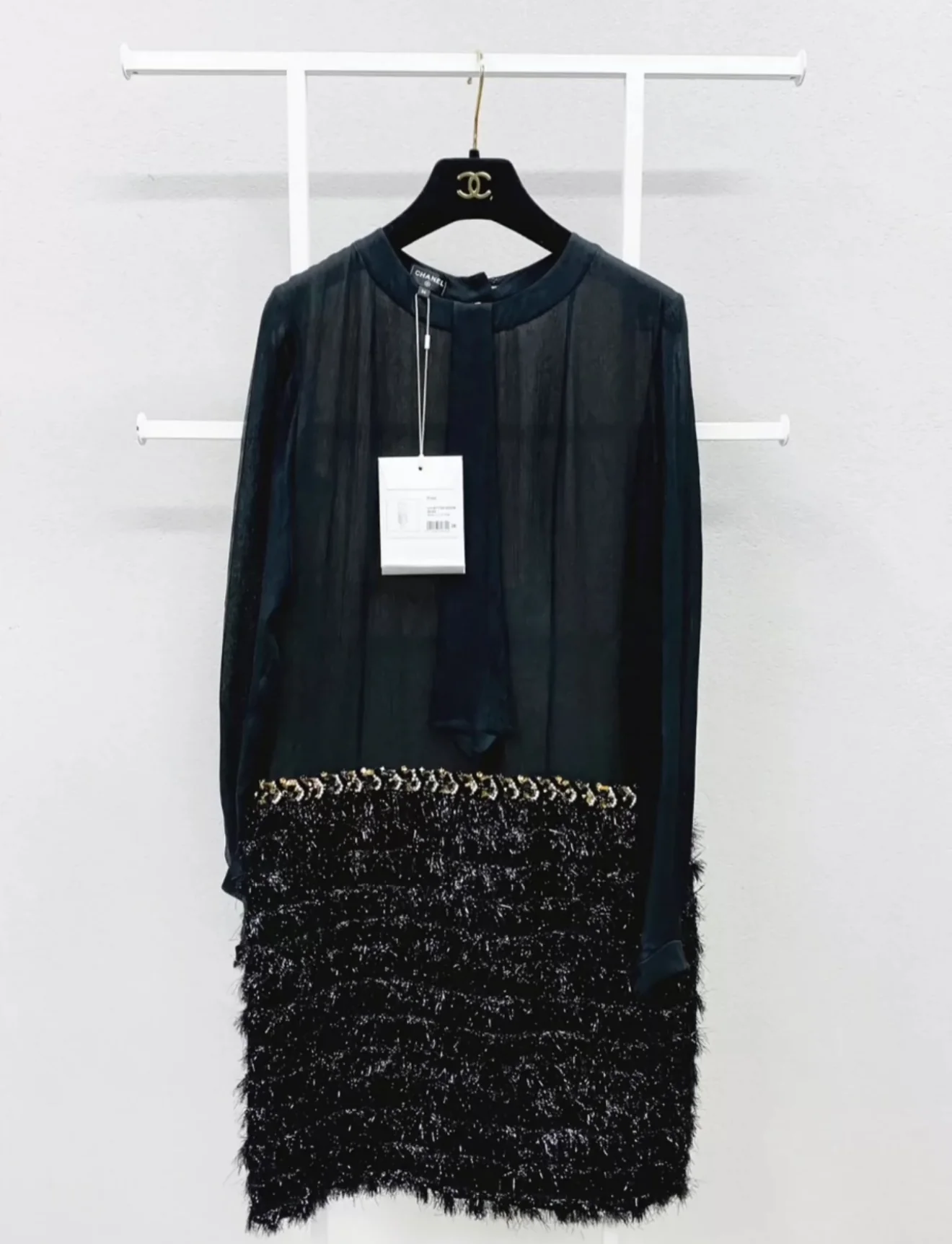 Chanel 21K black and silk organza Jacket and Dress - Image 7