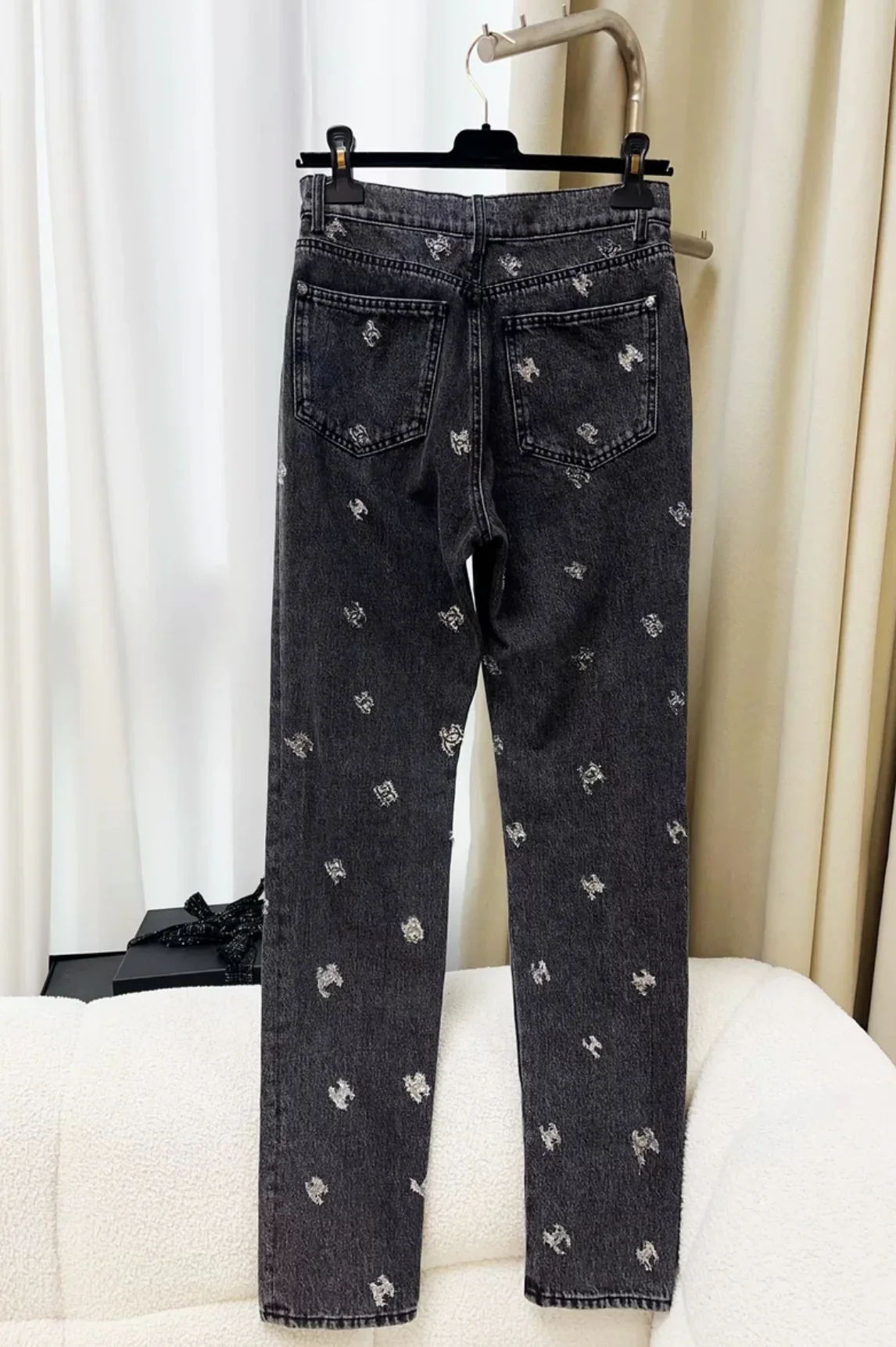 Chanel 21K Black Denim silver CC logo - Image 2