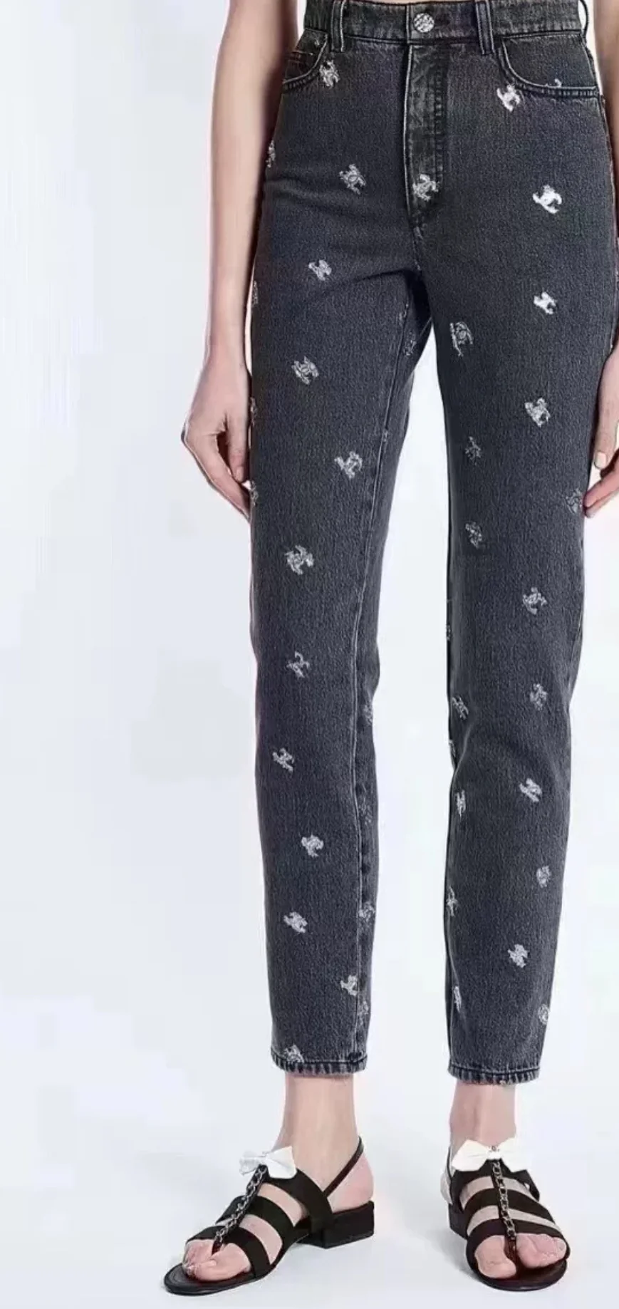 Chanel 21K Black Denim silver CC logo - Image 3