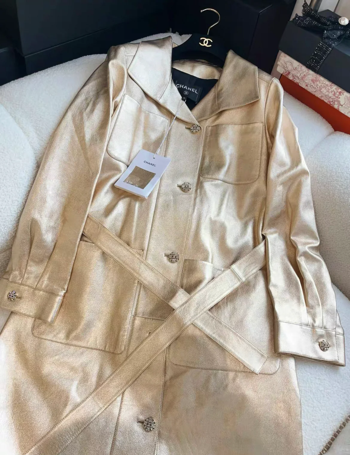 Chanel 21k Gold Trench Coat size 36 - Image 2