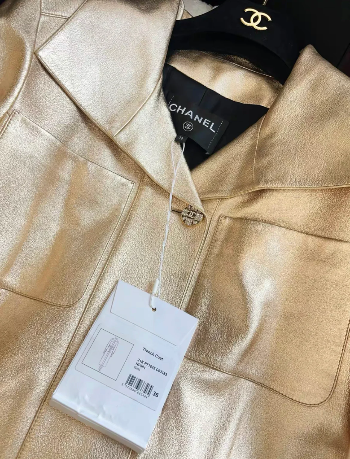 Chanel 21k Gold Trench Coat size 36 - Image 3