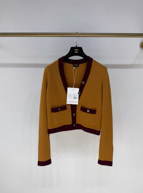 Chanel 21K orange cashmere cardigan