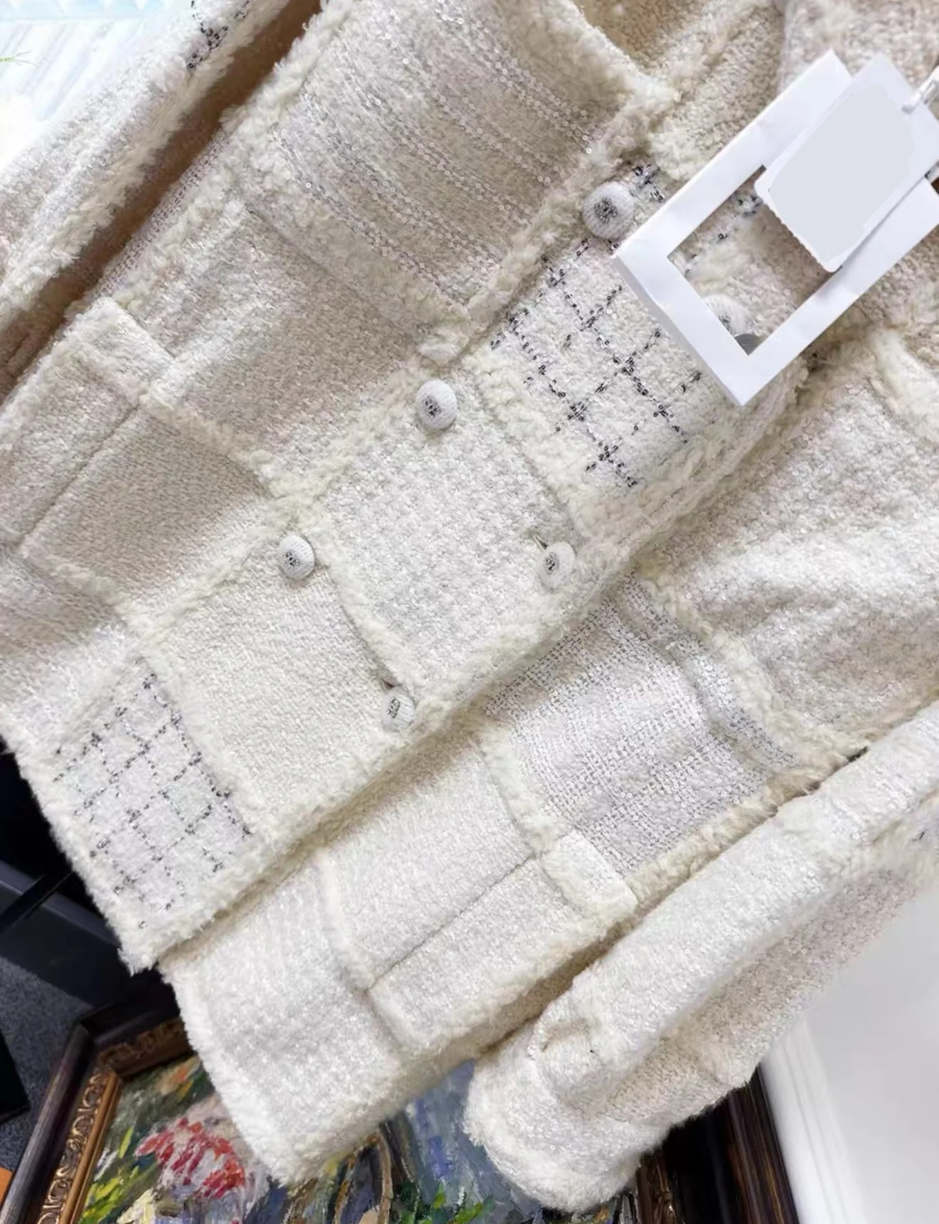 Chanel 21k white ecru tweed coat - Image 3