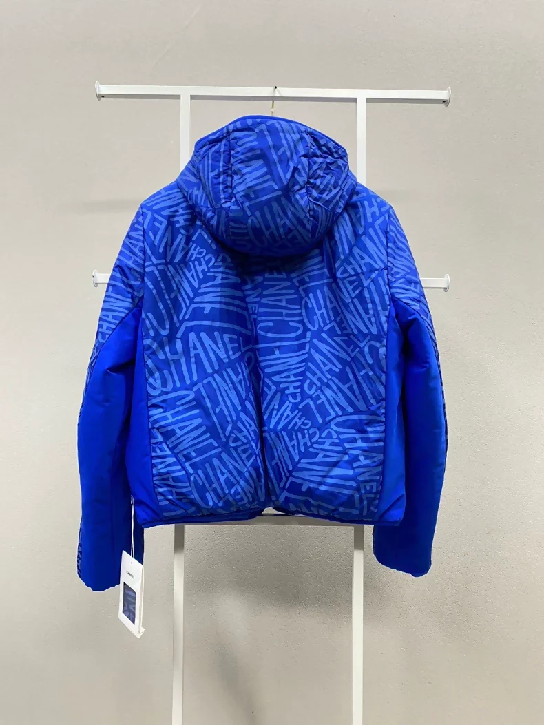 Chanel 21N Ski Series Royal Blue Letter Print Hooded Jacket - Image 2