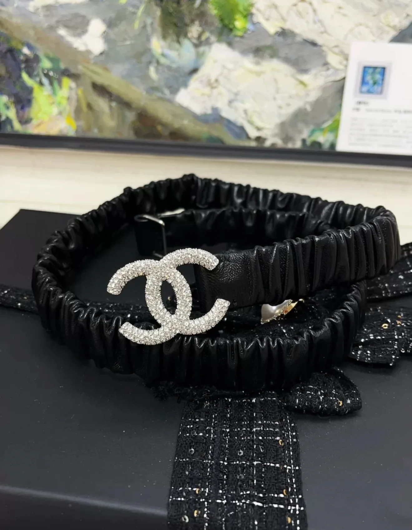 Chanel 21S double CC black belt