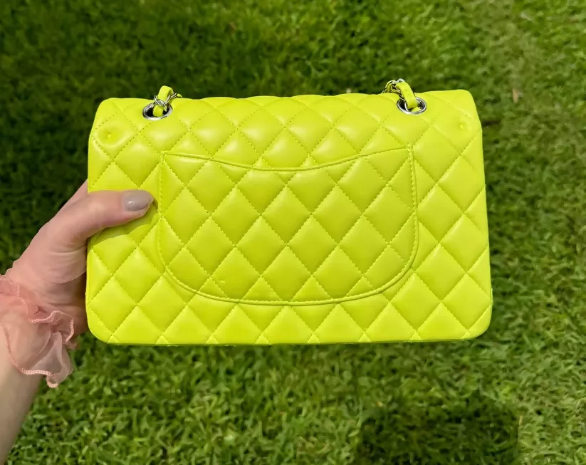 Chanel 21S Yellow Neon Lambskin Medium Classic Flap Bag - Image 2