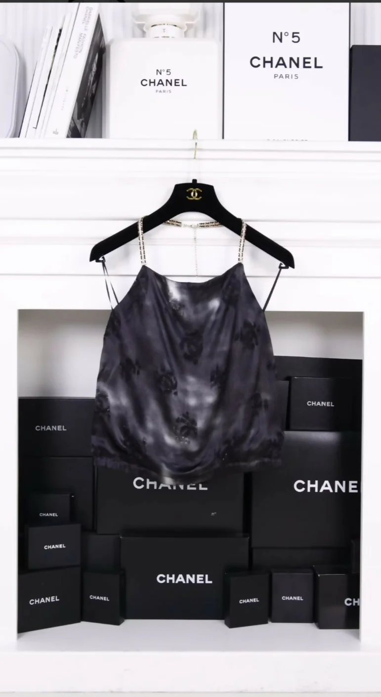 Chanel 22A Black Silk Top