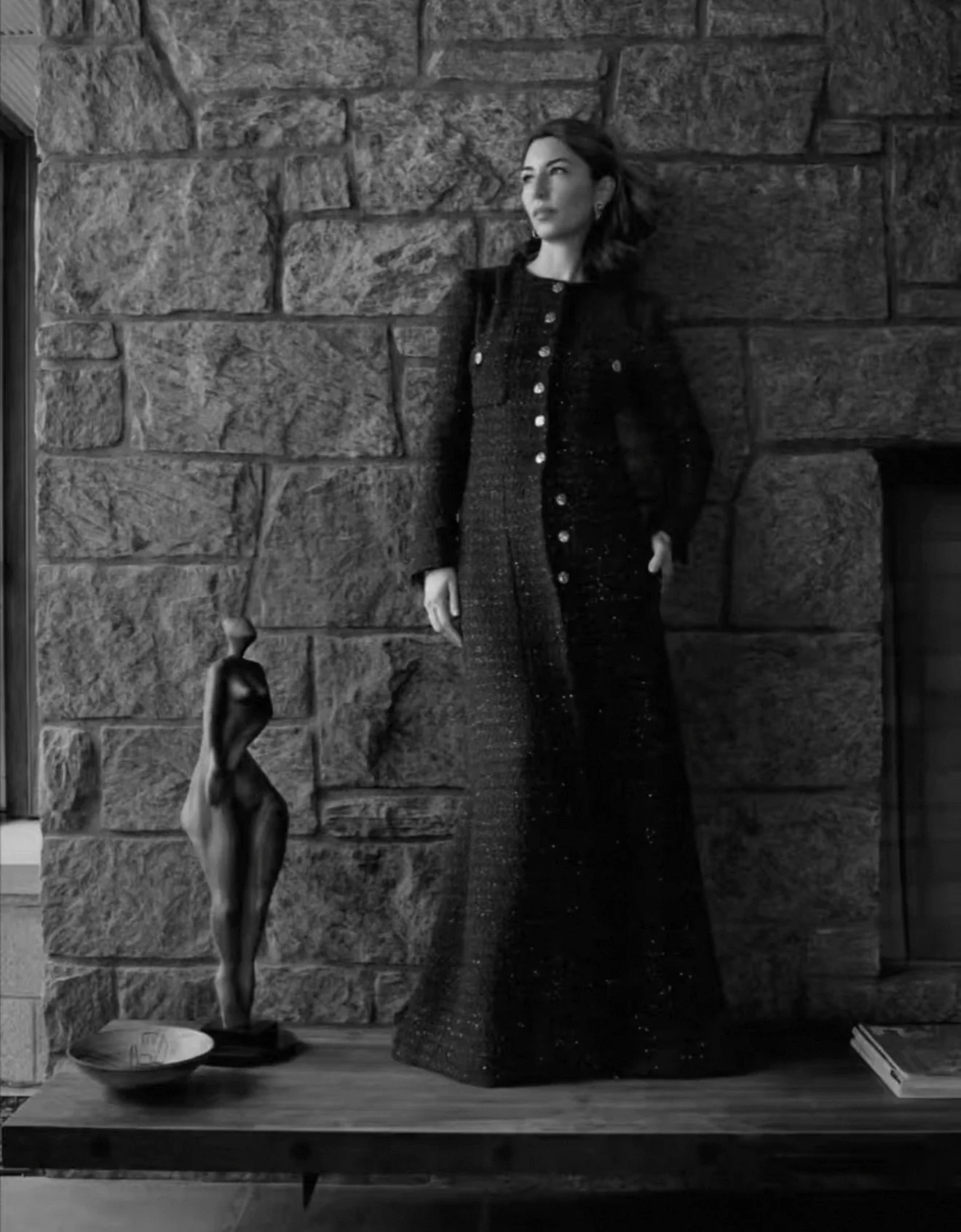 Chanel 22A Black Sequinned Long Coat 36FR - Image 6