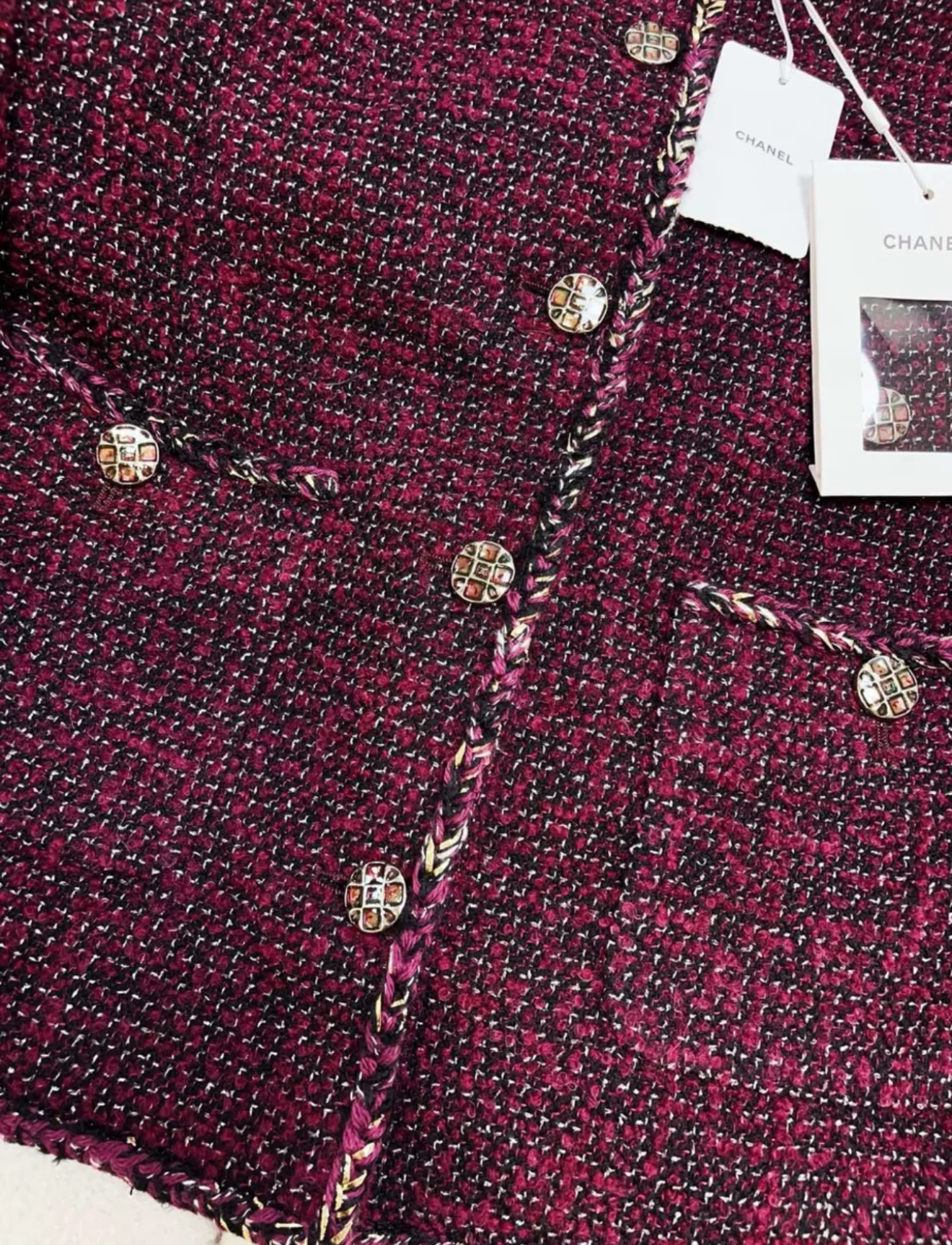 Chanel 22A Burgundy Tweed Jacket - Image 3