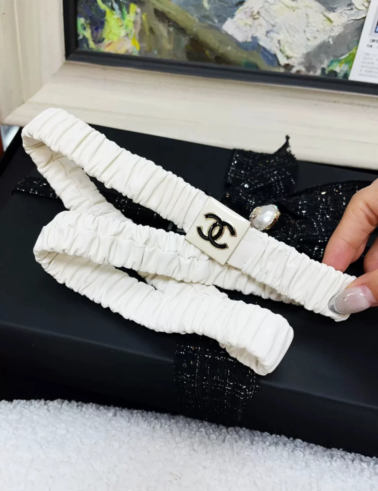 Chanel 22A CC White Belt - Image 2