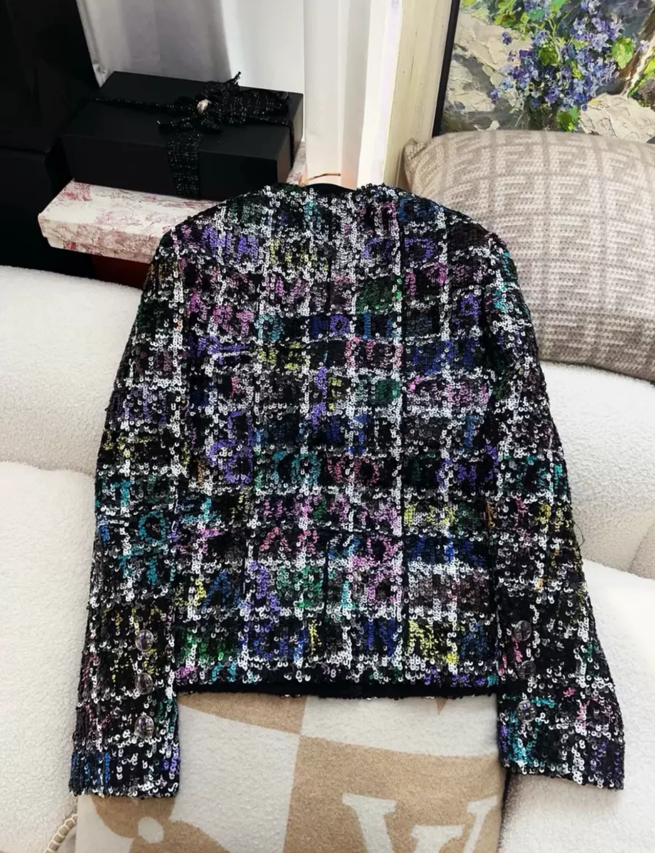 Chanel 22A Colourful Sequin Jacket - Image 5