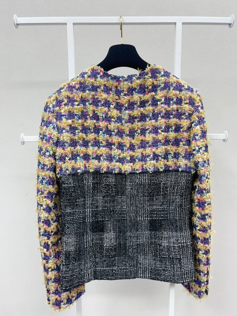 Chanel 22A Colorful Houndstooth tweed Jacket - Image 2
