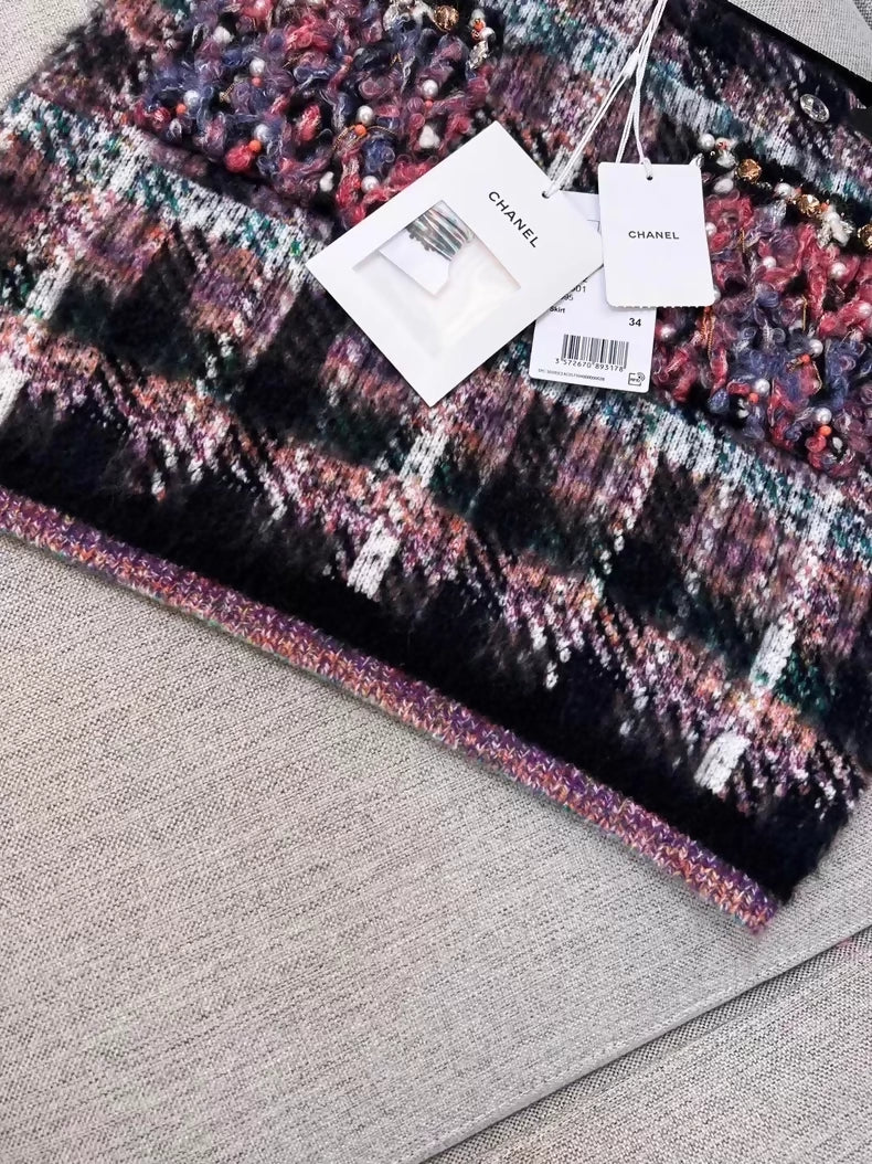 Chanel 22A mixed-color check skirt - Image 3