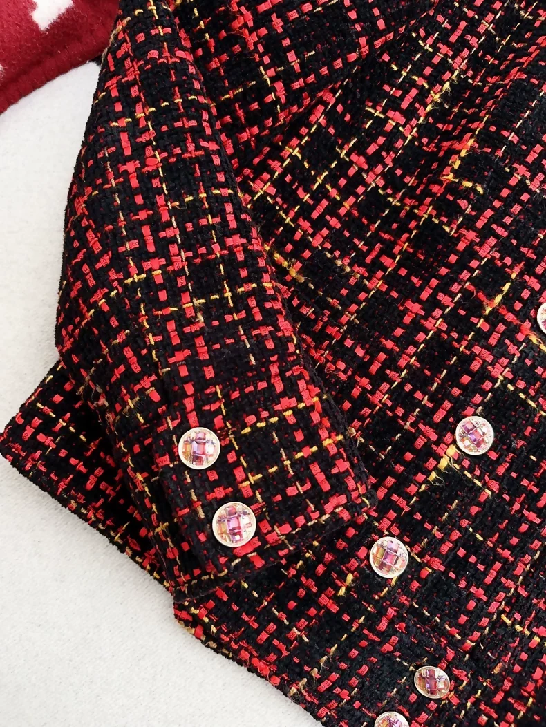 Chanel 22a jacket in red and black checkered tweed - Image 3