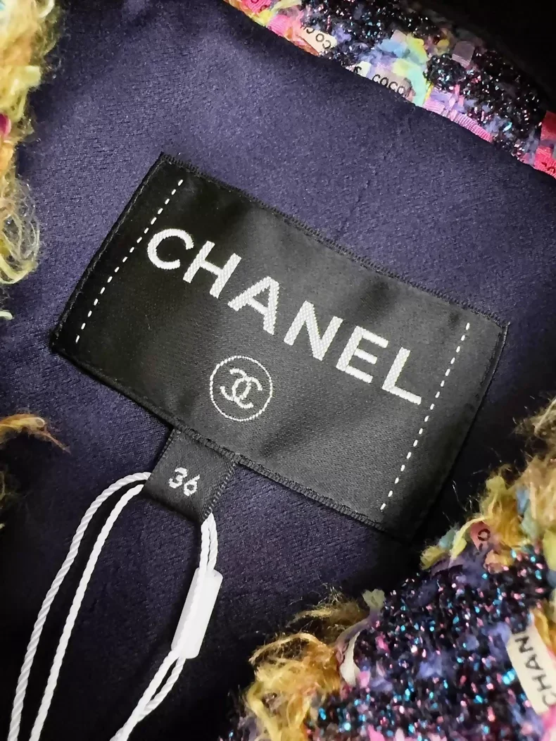 Chanel 22A Purple Glitter Houndstooth tweed Dress - Image 4