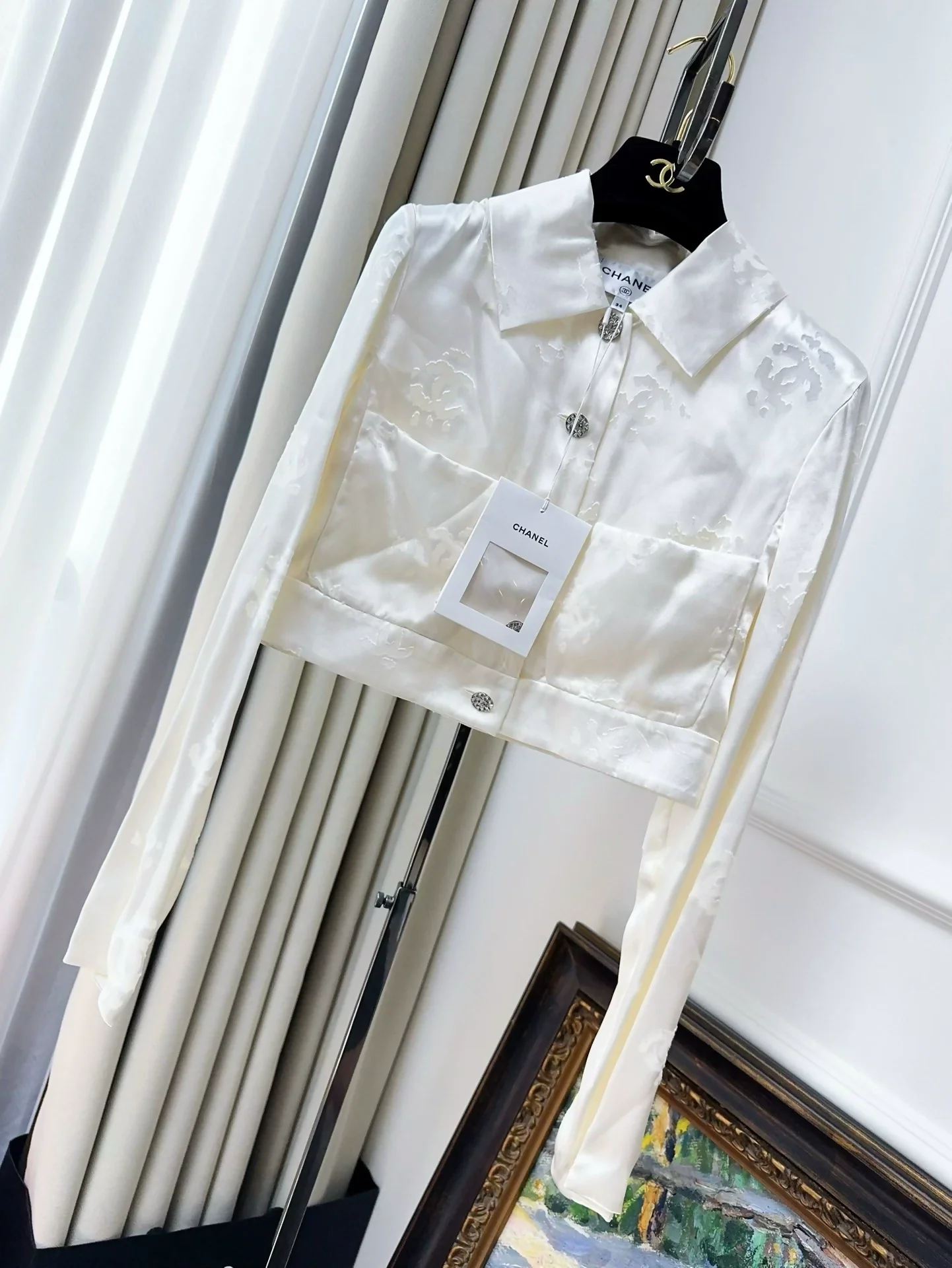 Chanel 22A white silk jacket