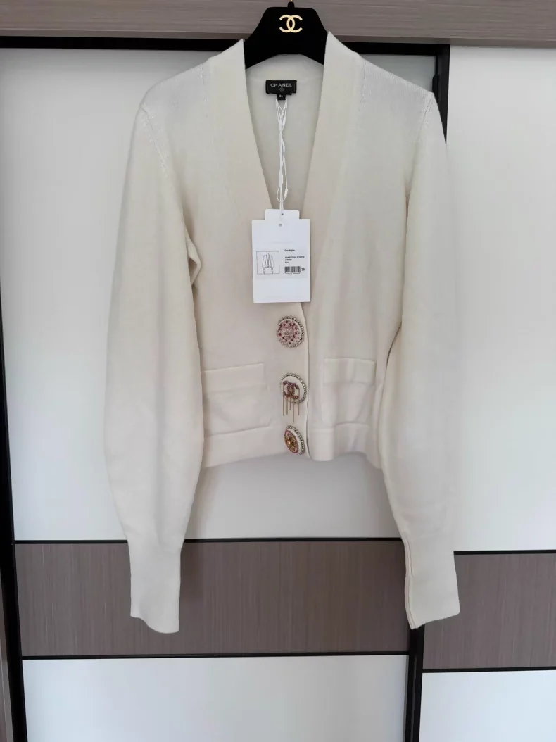 Chanel 22A white knit cardigan